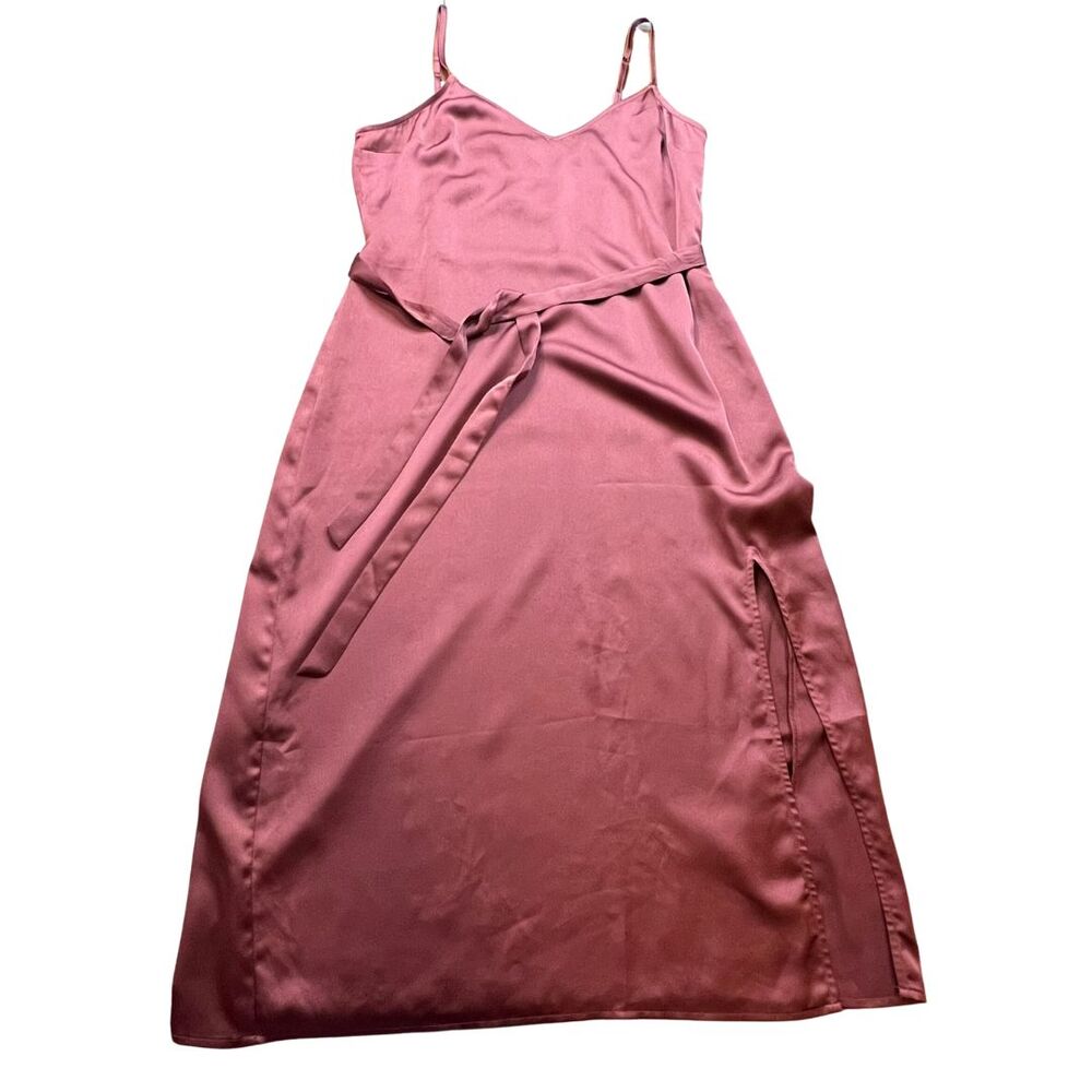 Abercrombie Fitch Dress Slip Sz Medium Midi Satin Y2K Retro 90s Preppy Silk Slit